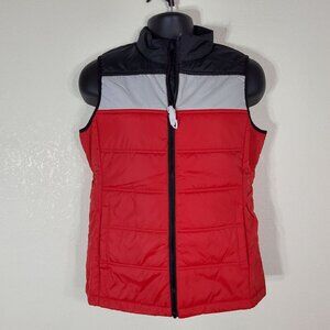 Cbuk By Cutter & Buck Womens Puffer Vest Medium Red, Gray & Black Colorblock